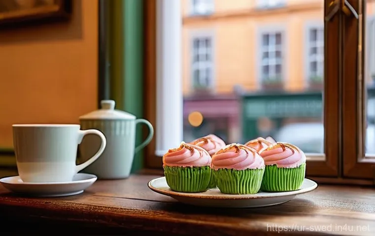 스웨덴의 카페 문화 - **Prompt 1: A Cozy Afternoon Fika in a Swedish Cafe**
"A charming, cozy Swedish cafe scene bathe...