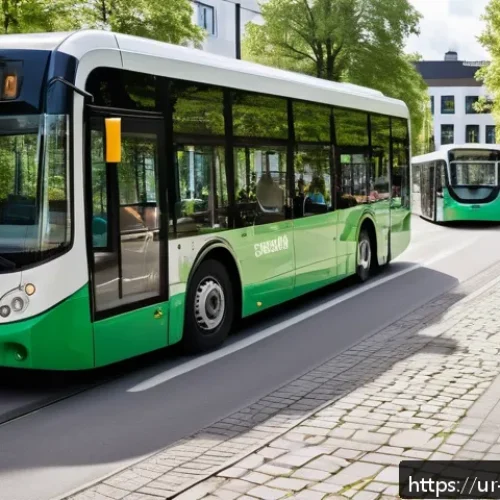 스웨덴과 독일 비교 - A vibrant urban scene in a Swedish city showing a modern, eco-friendly public transport system with ...