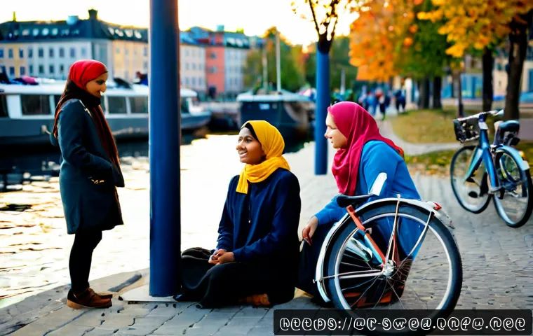 Home 17 스웨덴의 청소년 문화 - Photorealistic documentary-style scene of diverse Swedish teenagers, including a Pakistani-Swedish g...